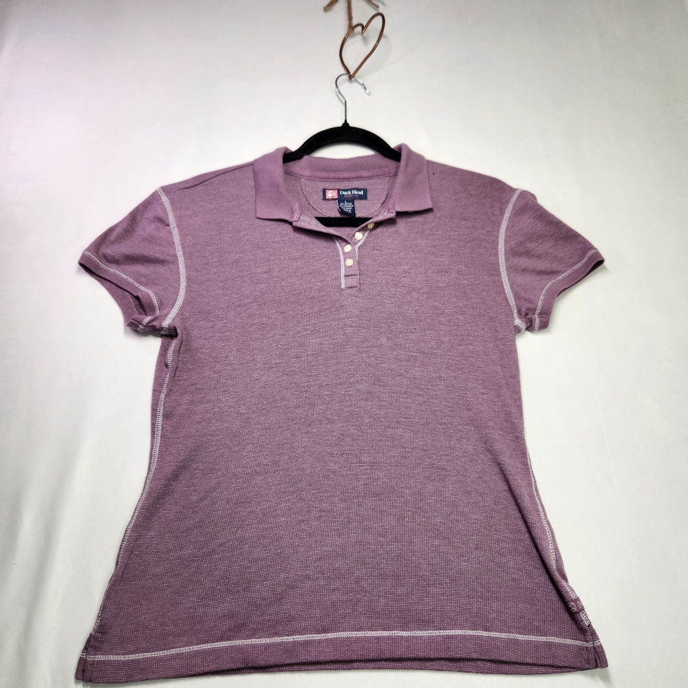 ⭐️Vintage Duck Head Jeans Co. Purple Waffle Knit Polo Shirt – Size Large 
